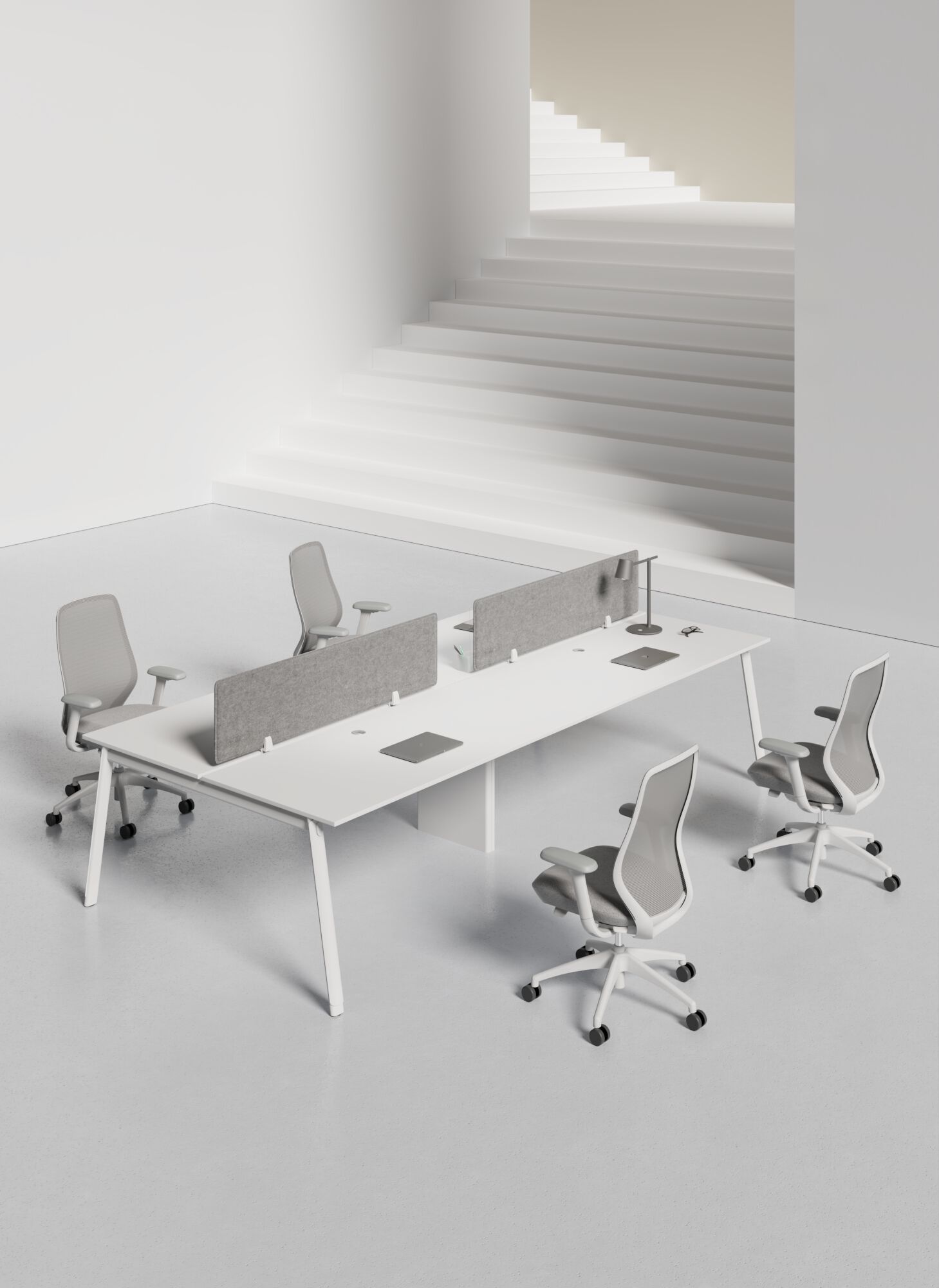 Многоуровневая рабочая станция из МДФ с звукопоглощающими перегородками WORKSPACE AVA 4 FACE TO FACE ARCH-00020434 - Вид №7