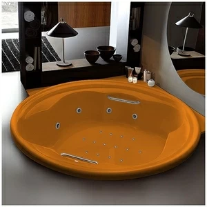 Ванна Gruppo treesse Ninfa V659Q-O оранжевая с гидромассажем аэромассажем дезинфекцией и пультом ДУ круглая большая