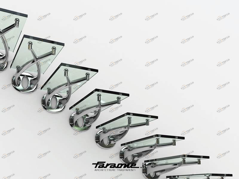 FARAONE Консольная лестница из нержавеющей стали и стекла sun-id-1490682