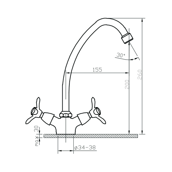 022 Omega  Смеситель для кухни  ARGO kran 022omega - Вид №1
