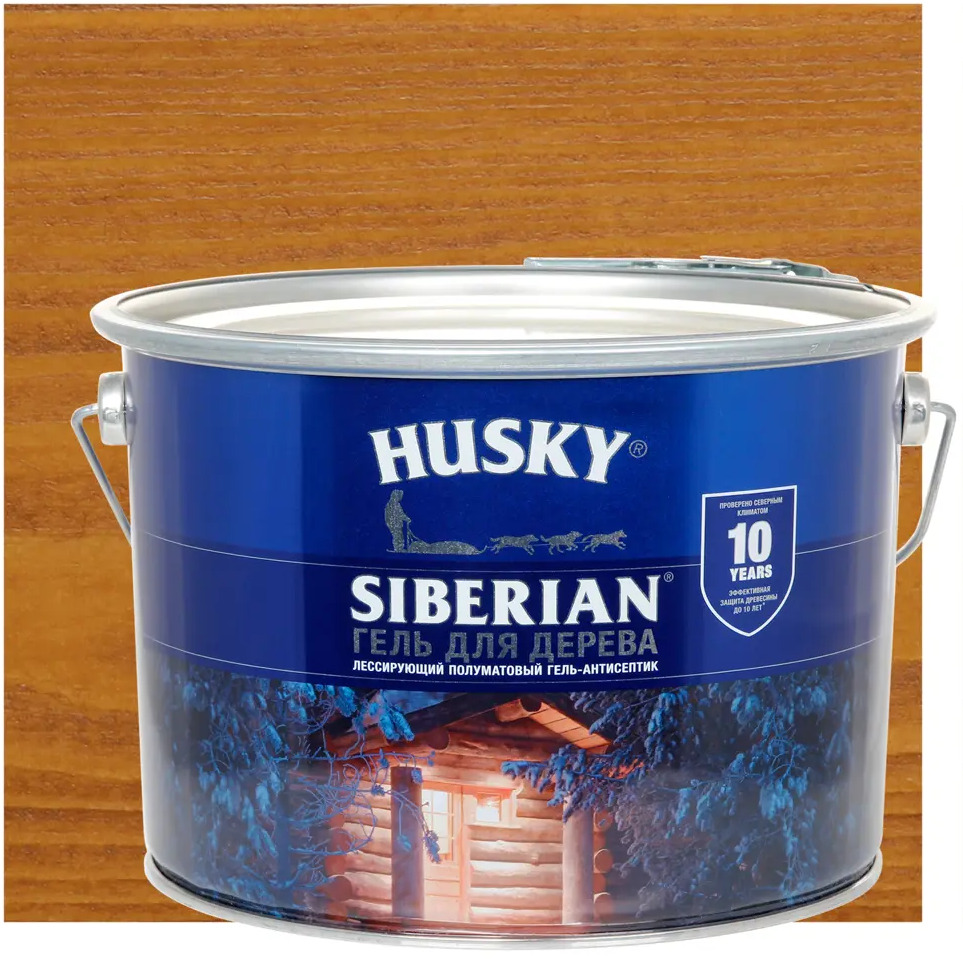 84391972 Гель для дерева Husky Siberian полуматовый цвет каштан 9 л STLM-0049100