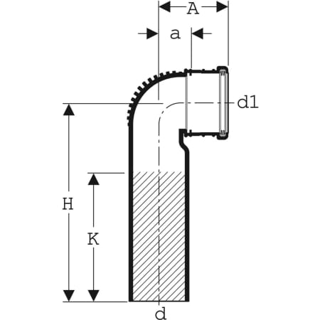 GEBERIT 308.883.14.1 Соединительное колено Geberit Silent-db20 90°, удлиненное, малого радиуса  - Вид №2