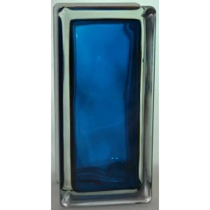 Стеклоблок Vitrablock Волна окрашенный внутри половинка цвет синий