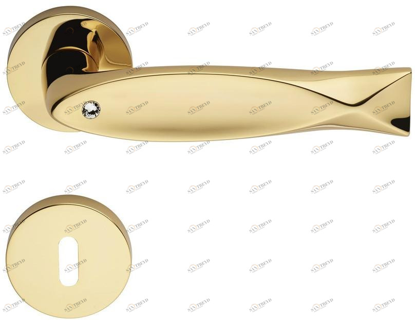 LINEA CALI' Ручка из хромированной латуни с кристаллами swarovski® на розе с замком Fish crystal sun-id-1456395