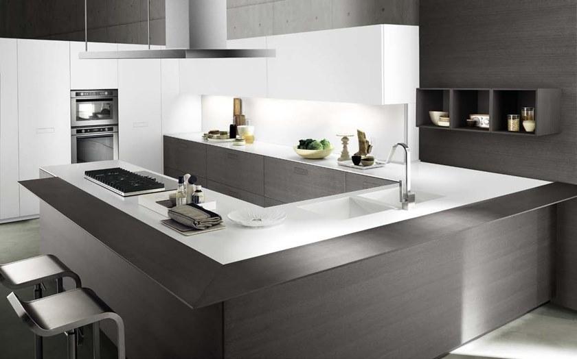 Composit Лаковая кухня со встроенными ручками с полуостровом Touch sun-id-1474484 - Вид №1