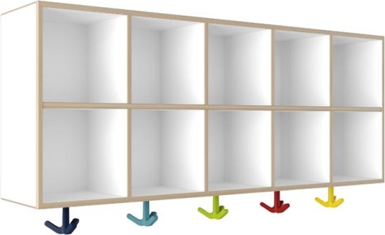 M20.02.004 Двойной модуль, 5 мест с эластичными тройными крючками HEWI Kids - Вид №1