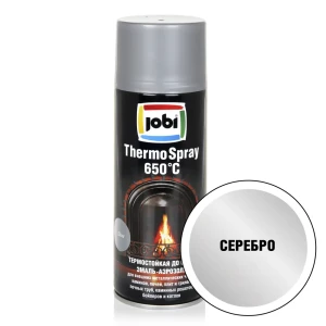 91538442 Эмаль аэрозольная декоративная Jobi ThermoSpray термостойкая полуматовая цвет серебро 520 мл STLM-0854591