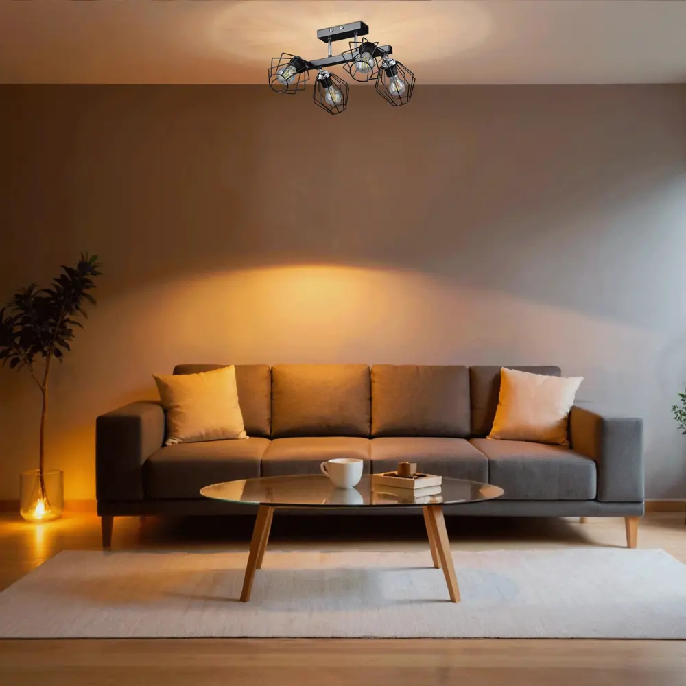 Люстра потолочная Гранж РС21384 4 лампы 12 м² цвет черный РОССВЕТ STLM-2085066 - Вид №9