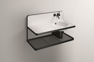 5262000000 Умывальник с тумбой, wp.s19l.2, белая, proshield, порошковая краска, матовый черный Alape серия S19 (Steel19)