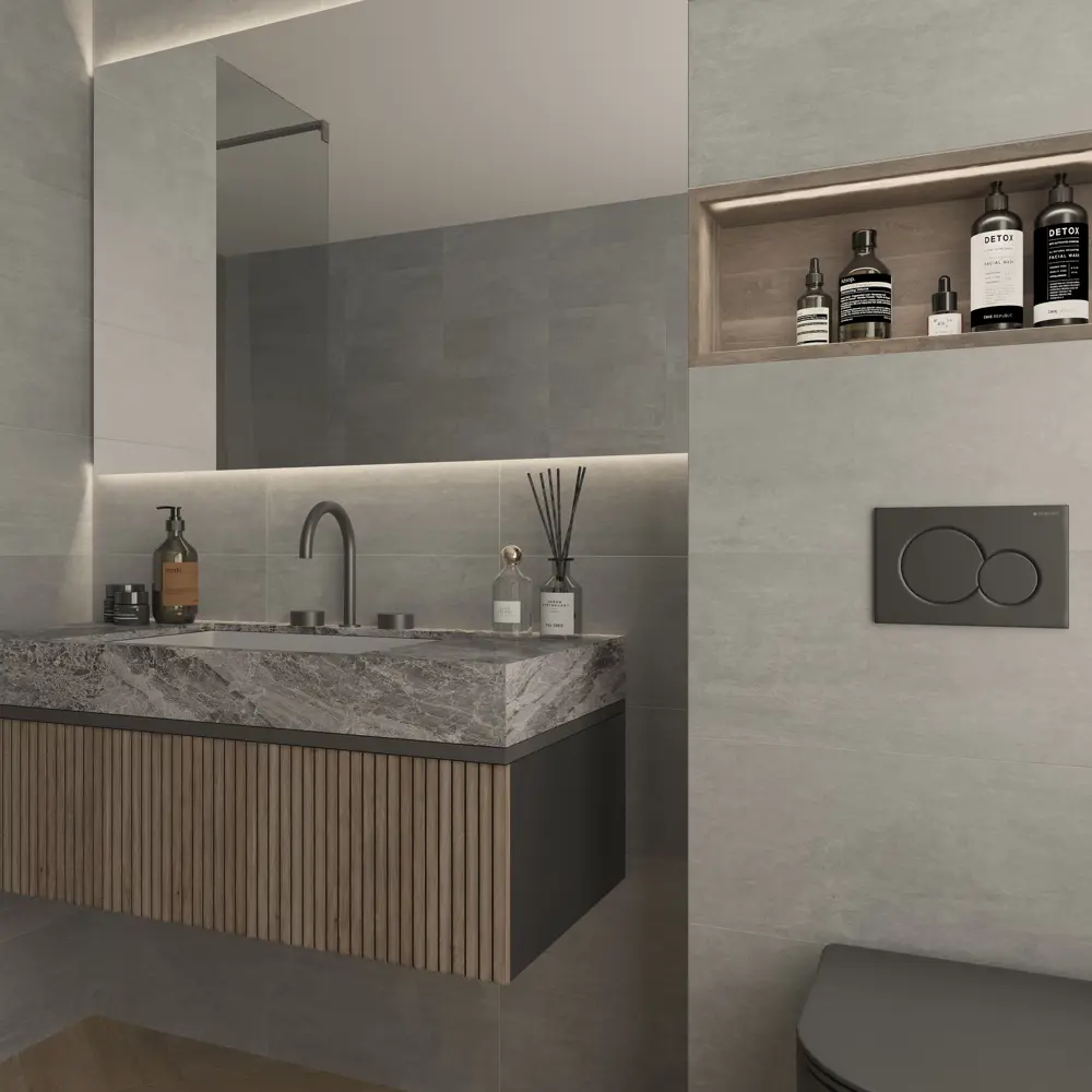 Шахтинская Плитка Фрида 25×40 см - серый бетон для скандинавского интерьера 83568735