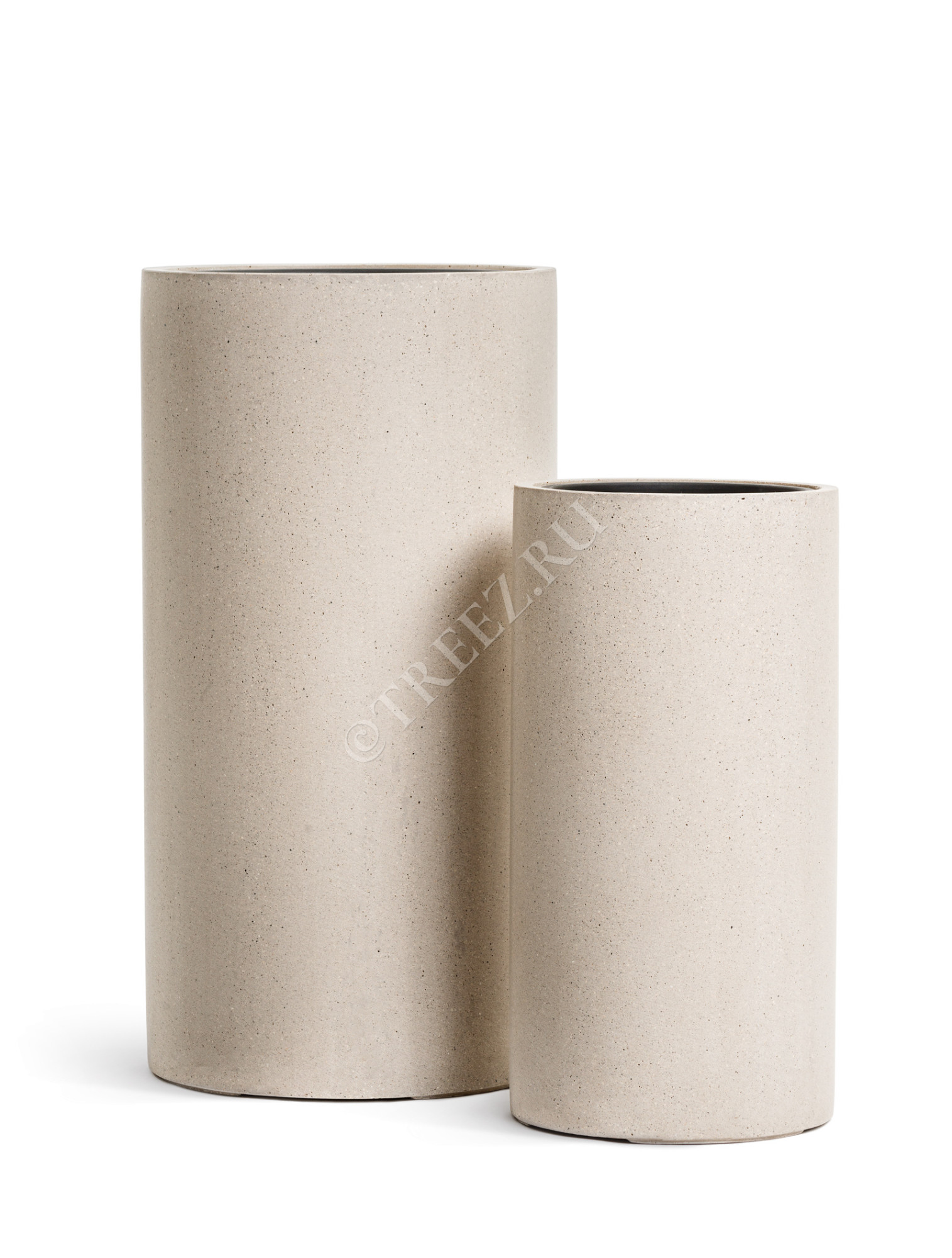 41.3320-02-029-BE-60 Кашпо  Effectory - серия Beton - Высокий цилиндр - Белый песок Цветочная коллекция 