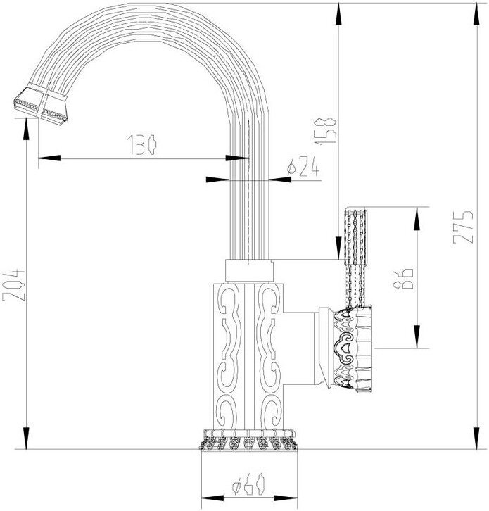 Смеситель ZorG Antic A 113U-BR для раковины, бронза - Вид №1