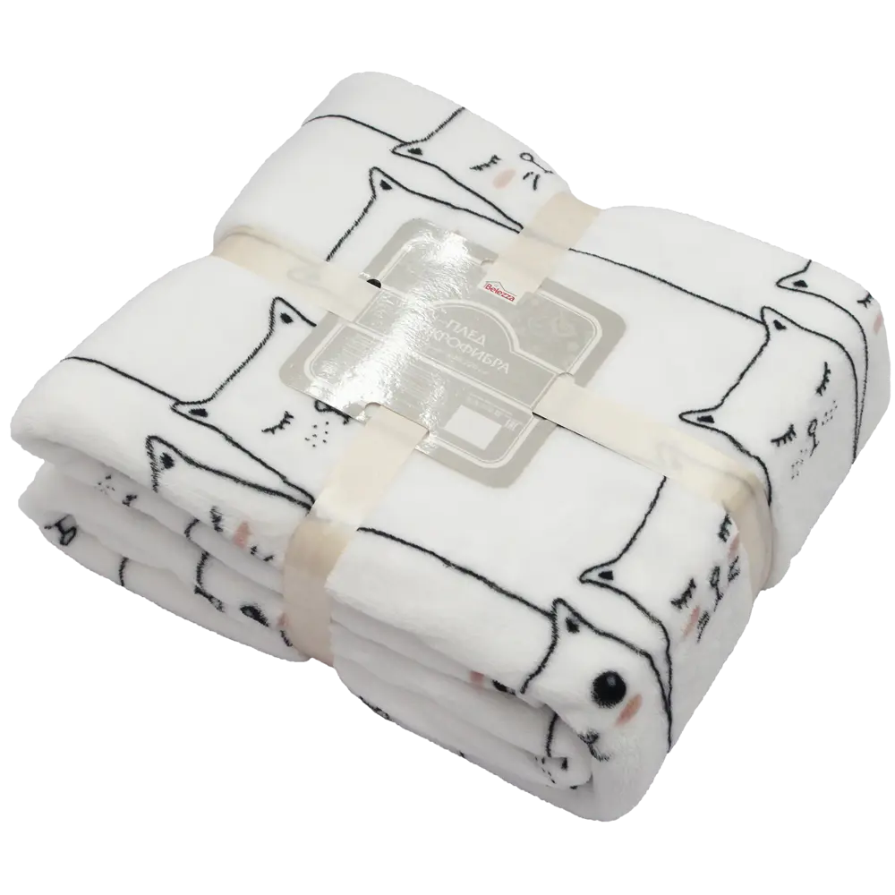 Плед «Баюн» 140x200 см фланель цвет белый/чёрный BELEZZA STLM-2157961