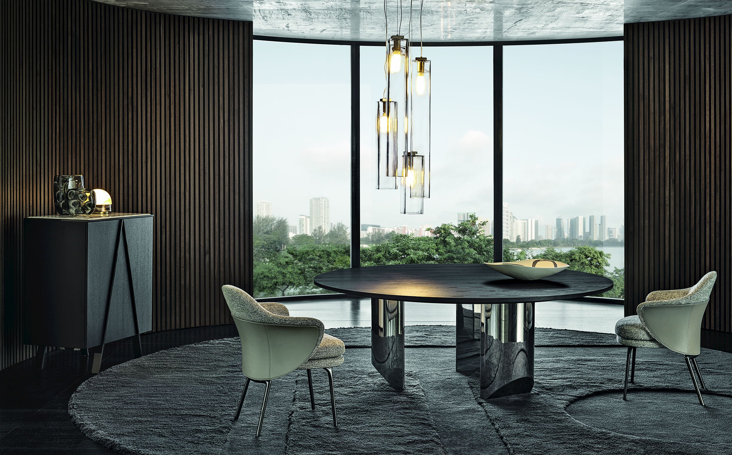 Круглый деревянный стол для гостиной Minotti Клин ARCH-00128772 - Вид №1