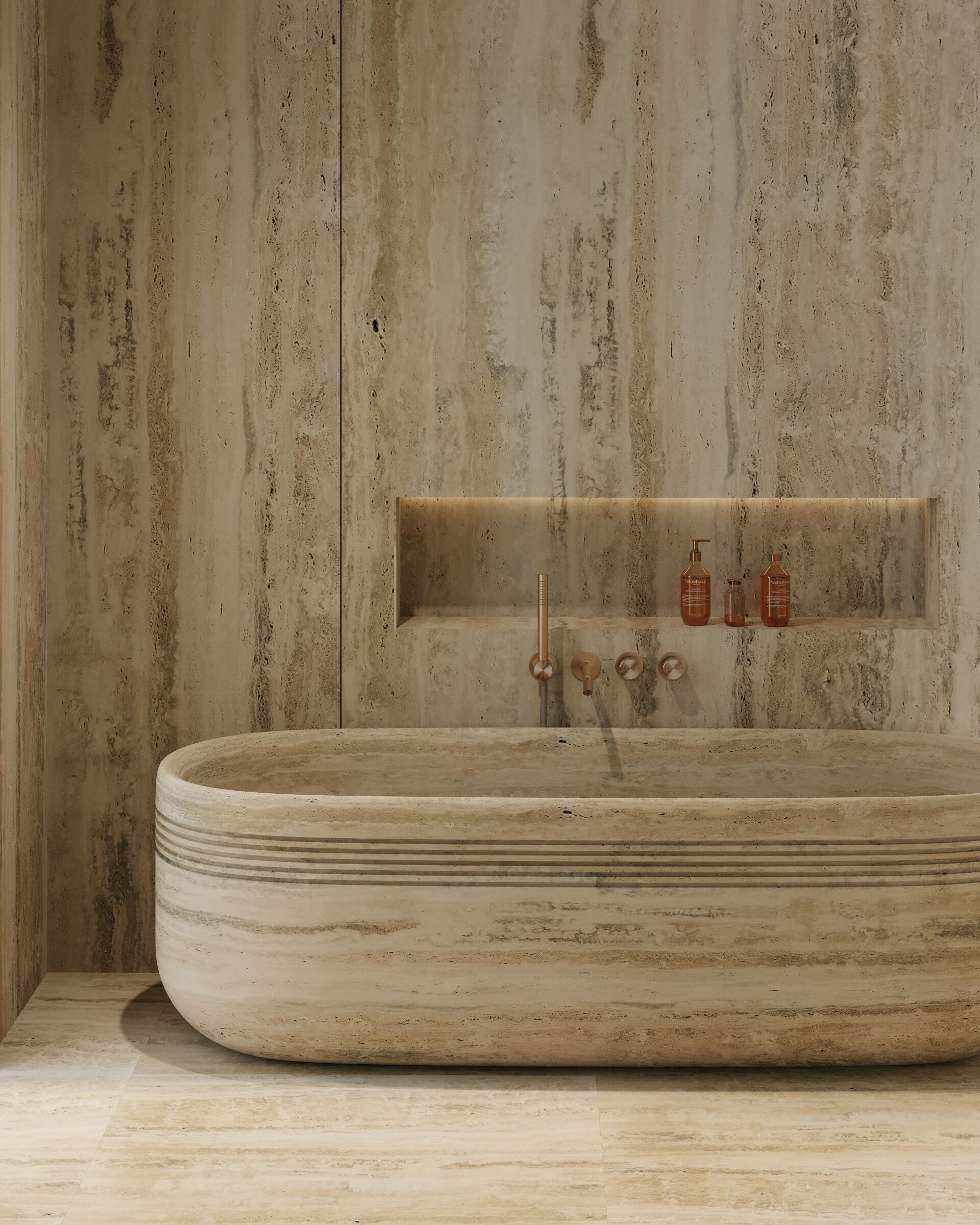 Ванна в центре комнаты из травертина Maami Home MARE ARCH-00127300 - Вид №2