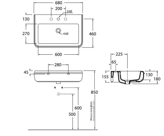 Прямоугольная столешница Azzurra Ceramica CHARME ARCH-00097537 - Вид №4
