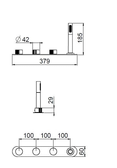 Хромированный смеситель для ванны CARIMALI QTIME MISCELATORE VASCA ARCH-00121654 - Вид №2