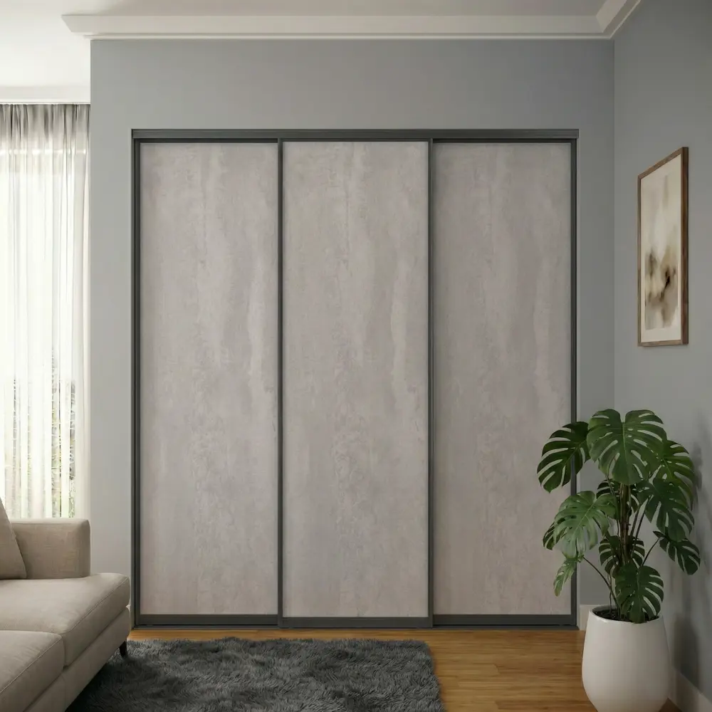 Дверь-купе KONSENSA 244.5x60.4 см МДФ цвет бетон профиль черный 89443966 STLM-2164913  - Вид №8