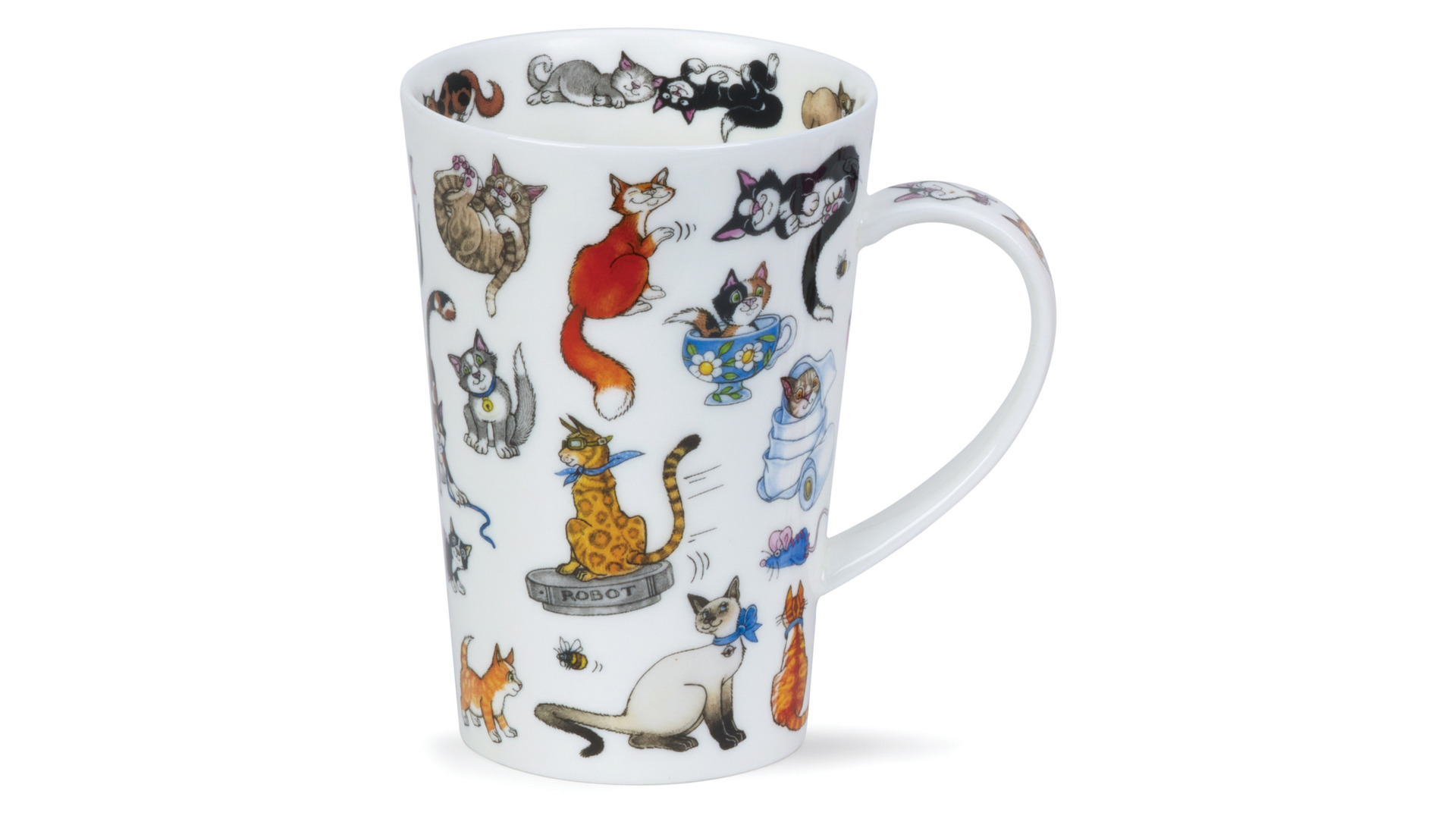 10643501 Dunoon Кружка с ситечком и крышкой Dunoon "Шетлэнд.Забавные кошки" 440мл Фарфор костяной  - Вид №2
