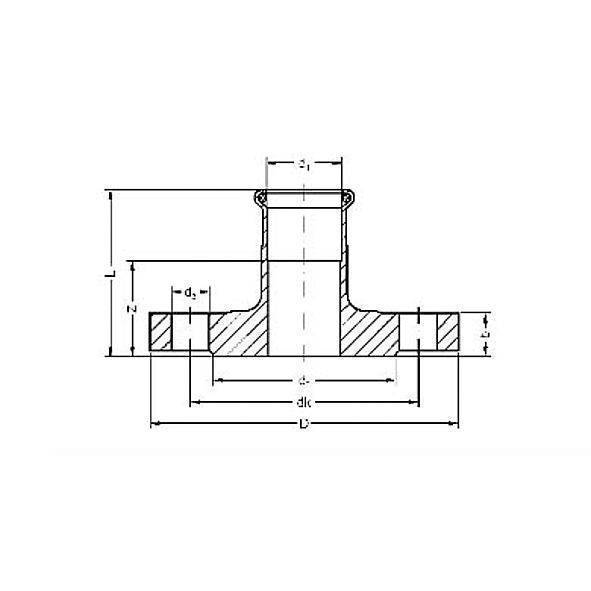 110RGPF28 SANHA 10-RG-PF пресс-фитинг газ, бронза, фланец, ВПр DN 25 / 28mm мм  - Вид №1