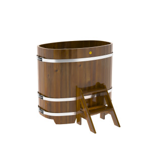 2259 Купель овальная из лиственницы Рустик 0,76х1,16х1,1 морёная Alyarus