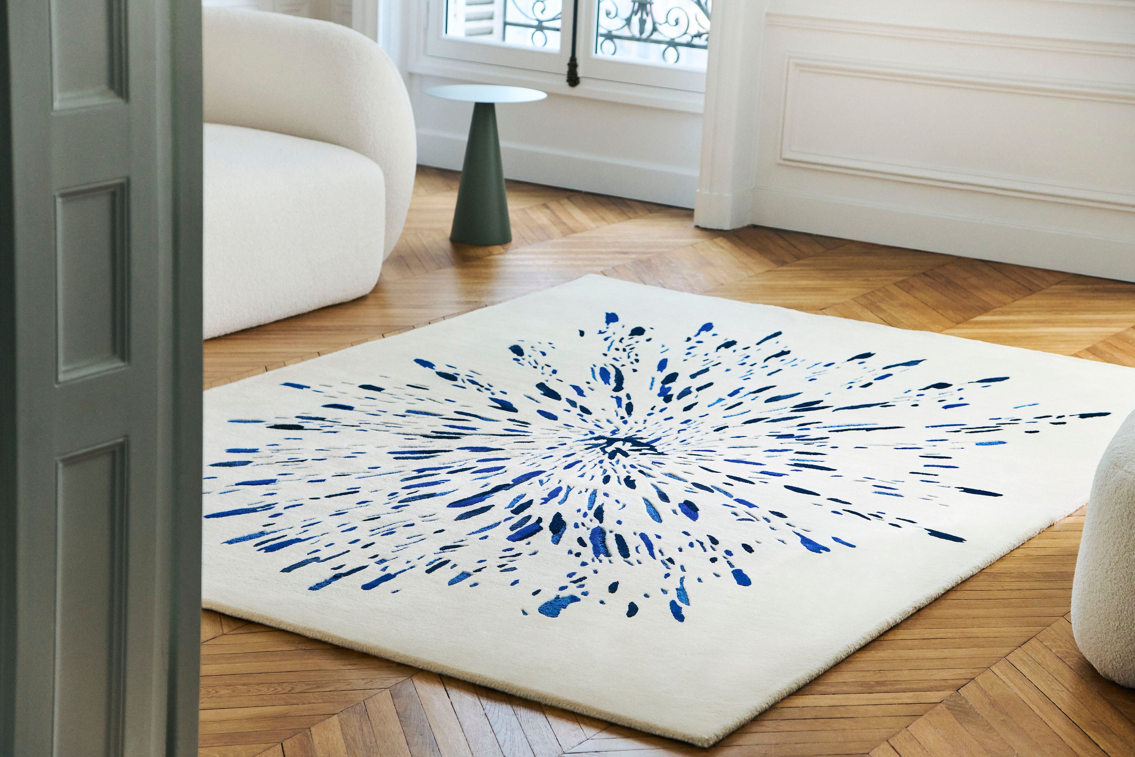 Шерстяной ковер ручной работы Toulemonde Bochart PAINT BLANC BLEU ARCH-00145568 - Вид №3