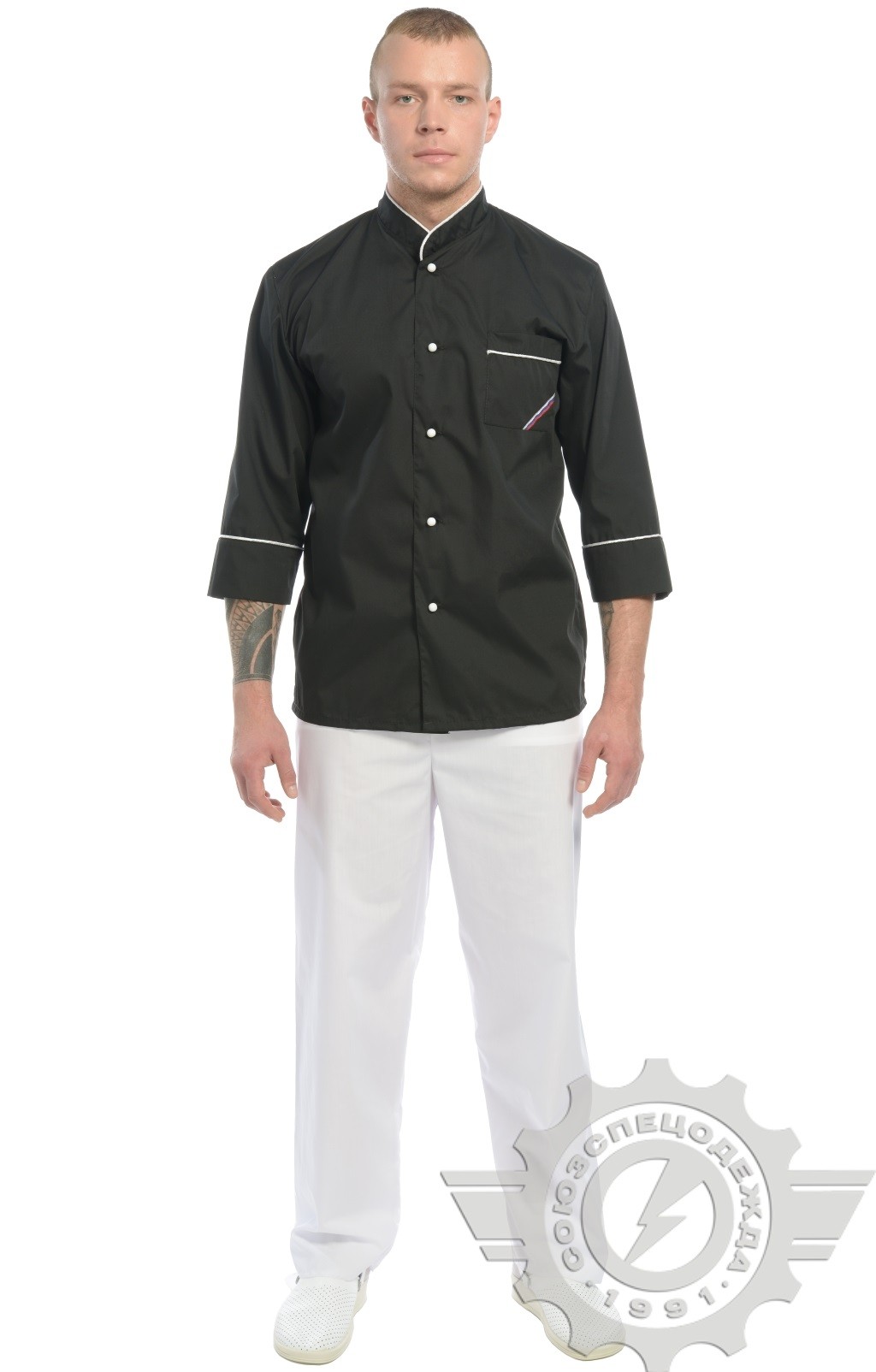 69104 Куртка поварская "Люкс-Лайт" черная  Повар  размер 52-54/182-188 Спецодежда  - Вид №9