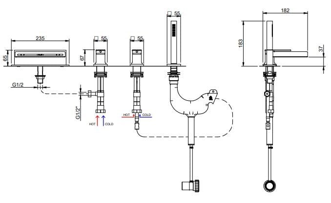 Смеситель для ванны из латуни Rubinetterie Treemme ARCH-00124300 - Вид №2