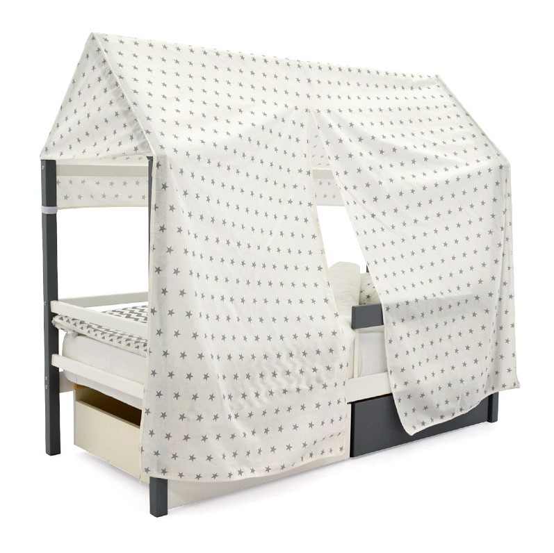 Крыша для кровати-домика текстильная Svogen звезды графит БЕЛЬМАРКО  00-3833096 Серый Santreyd  - Вид №1