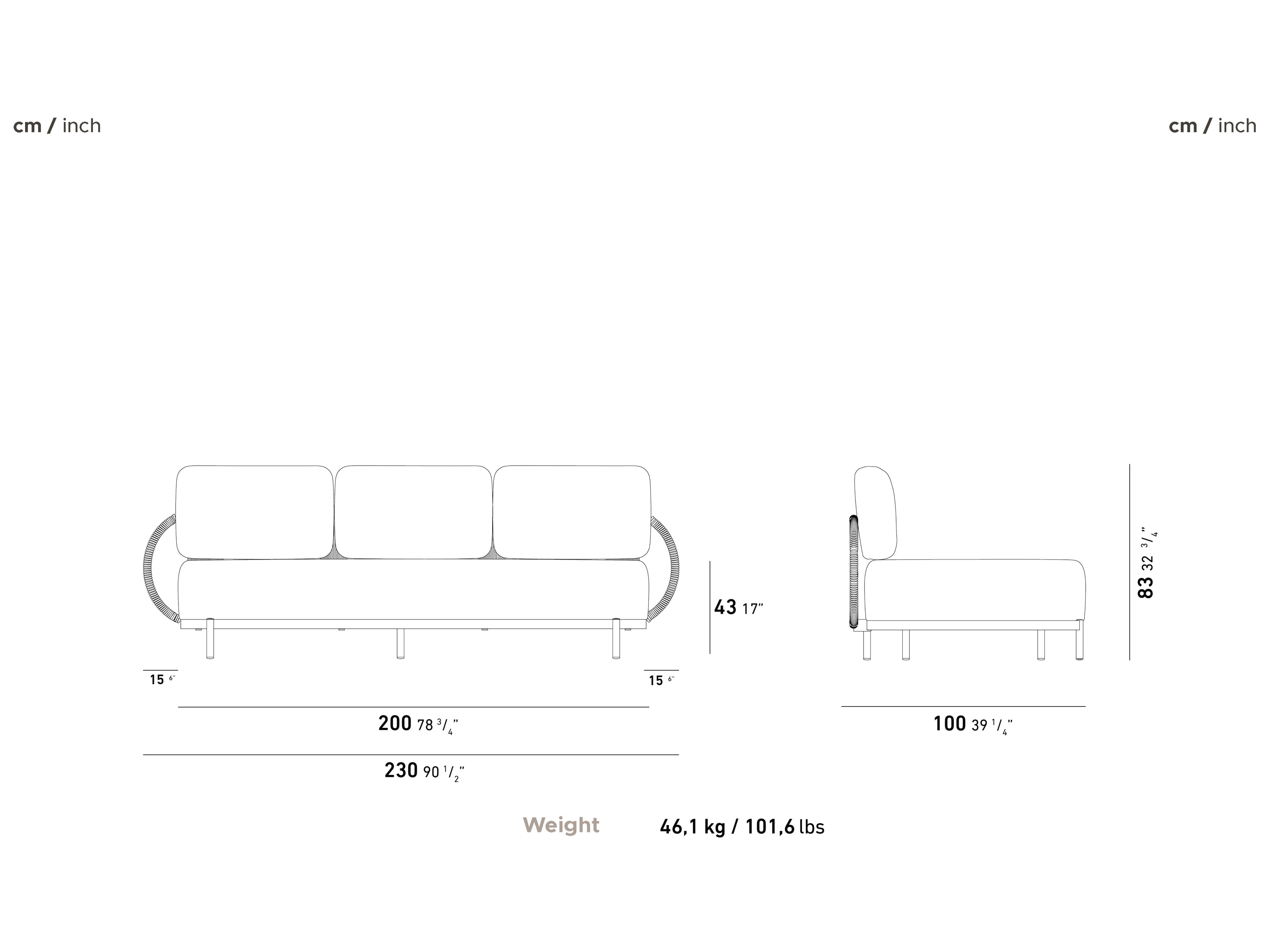 3-местный алюминиевый и Sunbrella® садовый диван YAAZ Ova ARCH-00008671 - Вид №6