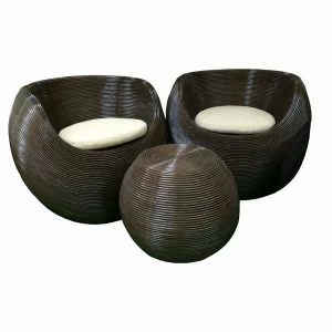 Мебель садовая коричневая, столик и кресла на 2 персоны Future ЭКО ДИЗАЙН ПЛЕТЕНАЯ 009656 Белый;коричневый