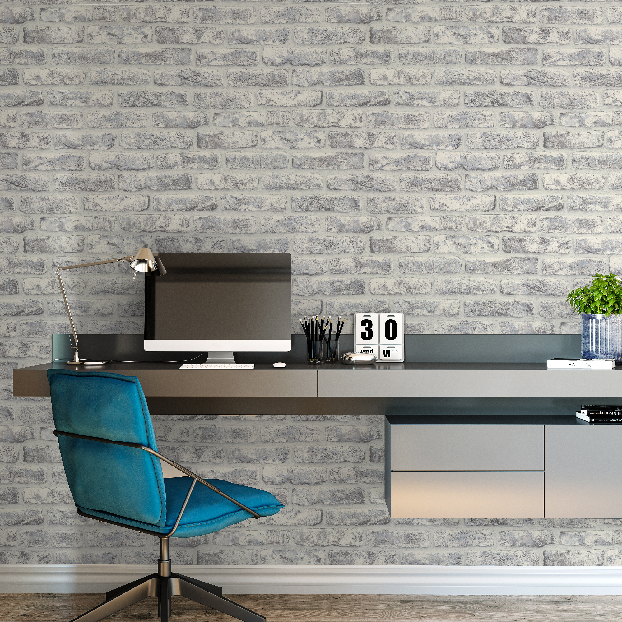 ПАЛИТРА Fort - Серые флизелиновые обои с дизайнерским рельефом 85570628 STLM-0063962 - Вид №2