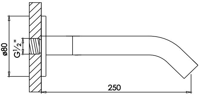 JEE-O Настенный излив из нержавеющей стали Slimline 800-3910/3/4 - Вид №3