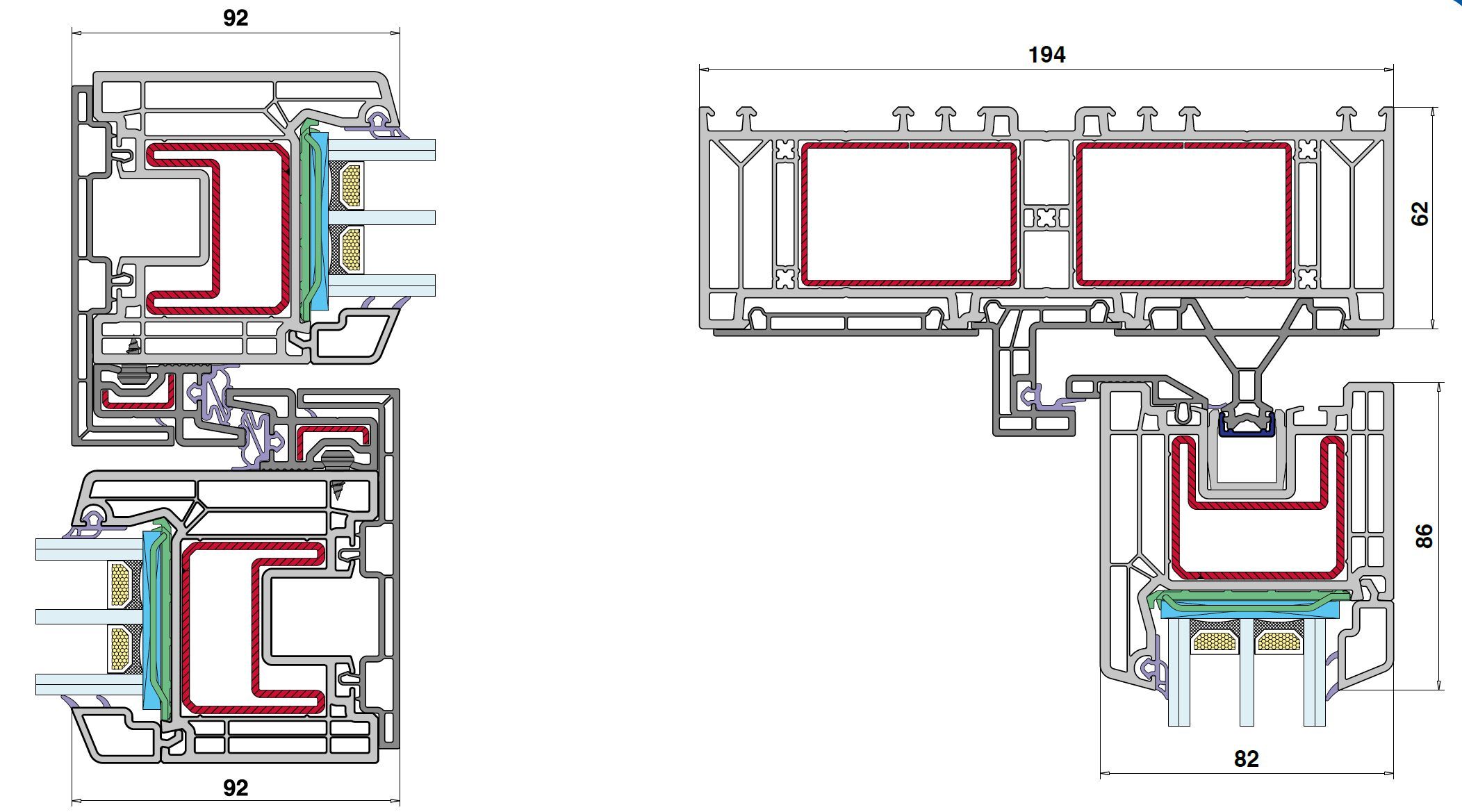 Копланарное раздвижное окно из ПВХ с тройным остеклением Veka VEKAMOTION 82 ARCH-00024433 - Вид №9