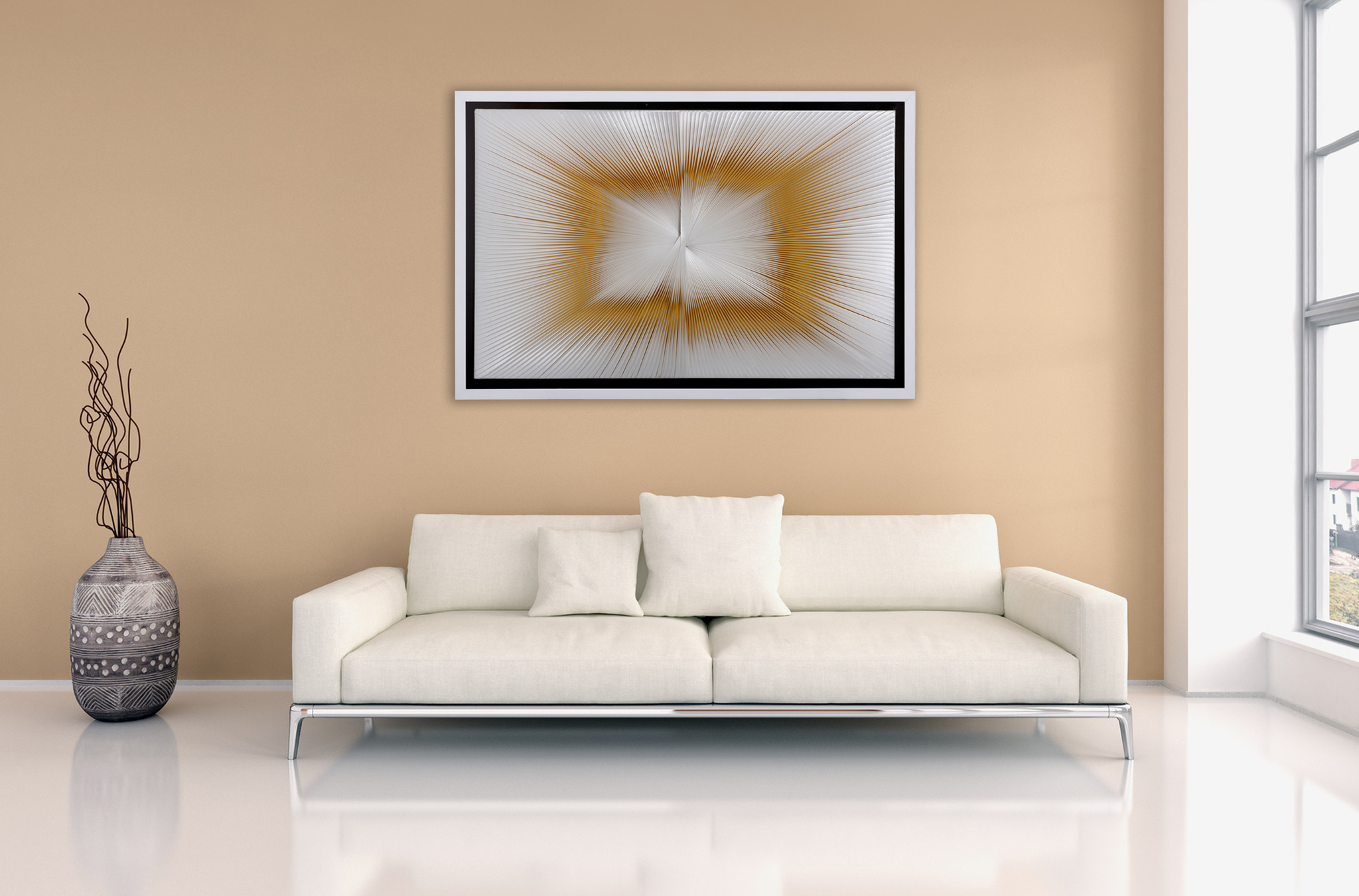 38389 Панно "Иллюзия желто-белая" LAB.Space  - Вид №1