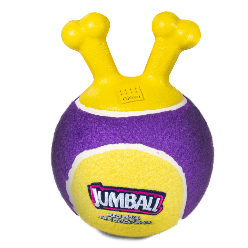 ПР0058976 Игрушка для собак Jumball Мяч теннисный c ручками желтый 18см GIGWI 