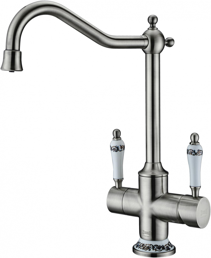 Смеситель ZorG Sanitary ZR 344 YF STEEL для кухонной мойки, сталь