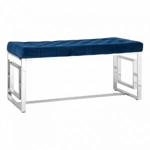 Банкетка-скамейка прямоугольная синяя с серебром "Бруклин" STOOL GROUP ДИЗАЙНЕРСКИЕ 00-3881881 Серебро;синий