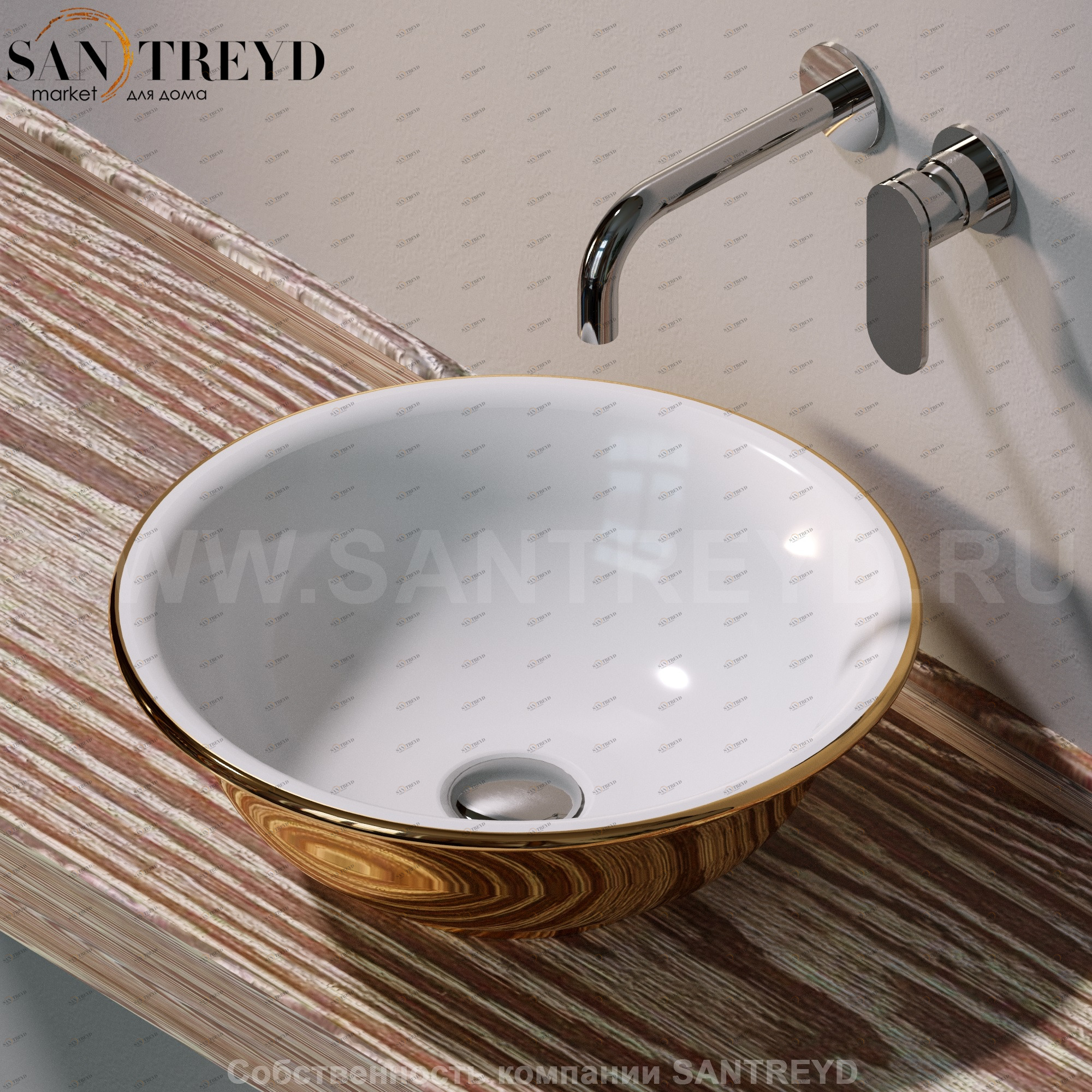 BL42LGOLD Накладная раковина на столешницу  круглая Ceramica Flaminia Boll