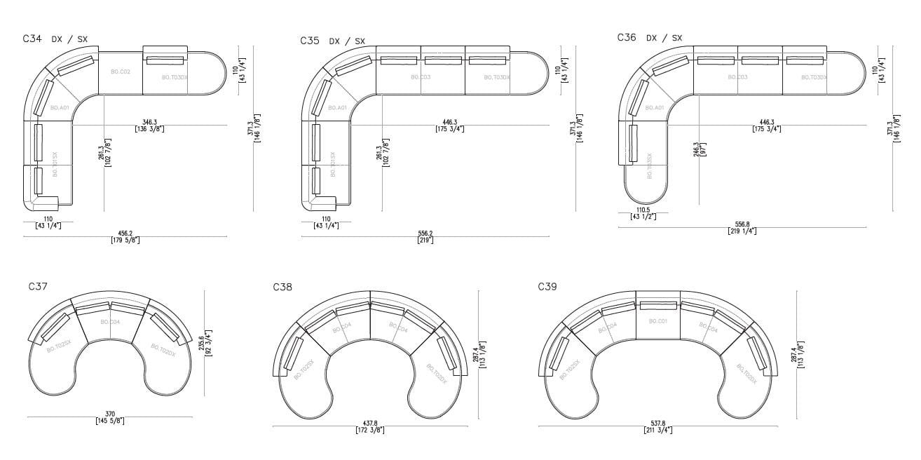 Секционный диван из изогнутой ткани Sicis Botero ARCH-00116512 - Вид №15