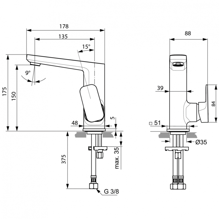 A6333AA Смеситель для раковины Ideal Standard TONIC II - Вид №4