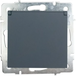 Розетка встраиваемая Lezard Vesna с заземлением с крышкой IP44 цвет графит