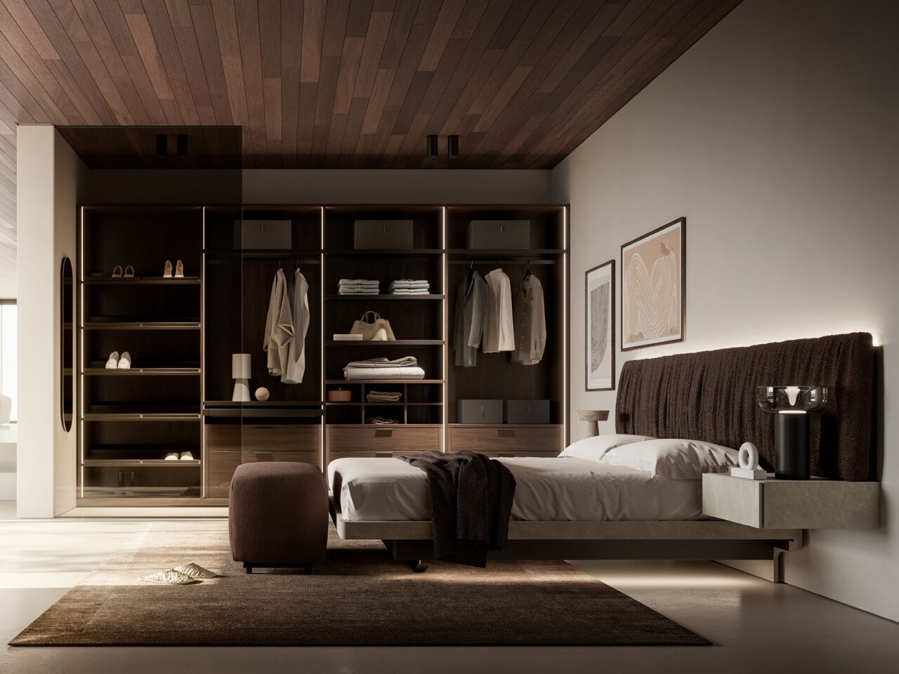 Деревянная двуспальная кровать-контейнер с мягким изголовьем Santalucia Mobili SOLANO PLISSÈ ARCH-00098374 - Вид №1