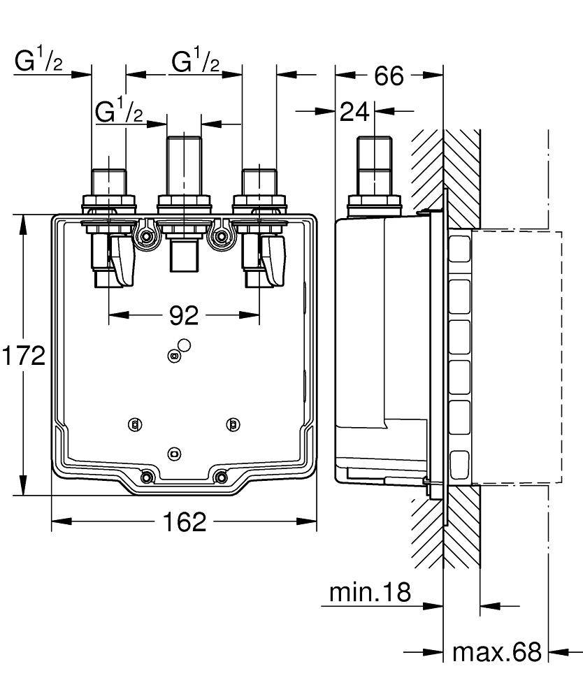 36322000 Монтажный ящик для Grohe хром  - Вид №1