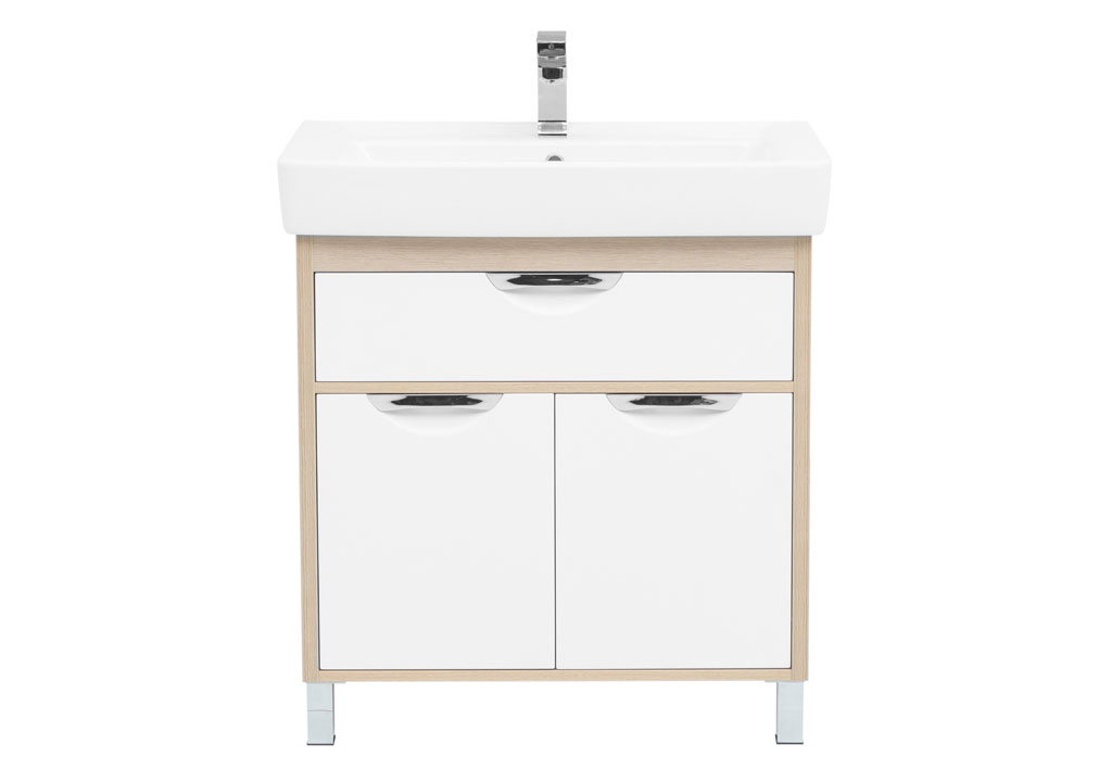 Тумба под раковину Aquanet Гретта 80 New светлый дуб (1 ящик, 2 дверцы) 00239403 - Вид №2