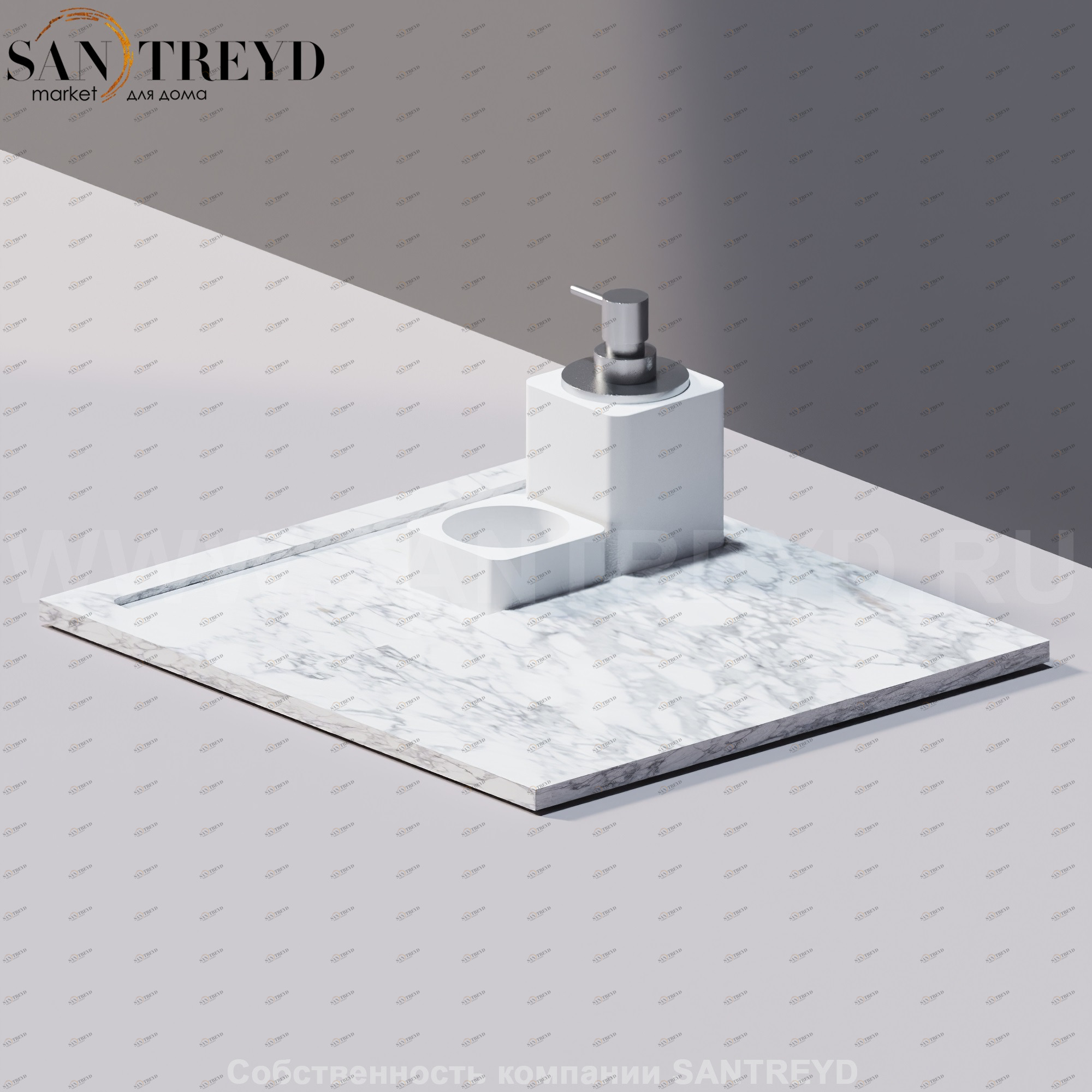 Agape SURF Мыльница / Универсальный лоток 40 см из белого мрамора ACOM626MC