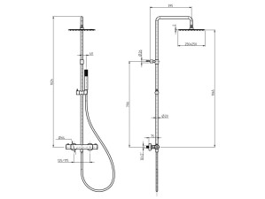 Настенная душевая колонна с ручным душем