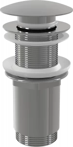 Донный клапан сифона для умывальника CLICK/CLACK 5/4", цельнометаллический с большой заглушкой, без перелива, для пластиковых и стеклянных умывальников