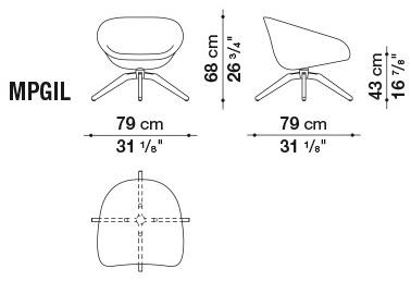 B&B Italia Вращающийся стул на жердочке из ткани Mart sun-id-1355550 - Вид №4