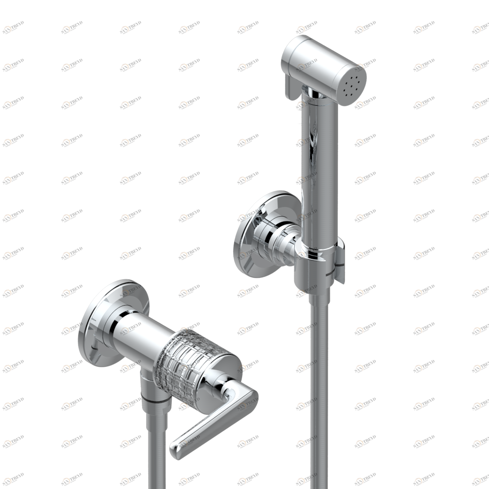 G9K-5840/8 Душ гигиенический: вентиль, 1.25 м шланг, крючок, вывод для душа и лейка с клапаном (возможны только следующие покрытия A02, B01,C01, D03, E02, F01, G01,G02) Thg-paris System cristal с рукоятками Матовый никель G9K 5840/8 CAT.C